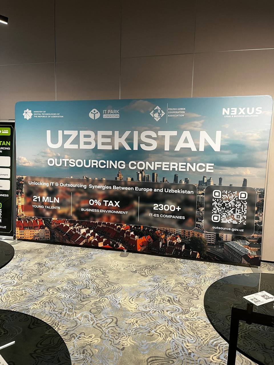 IT Park Uzbekistan promotional display at Uzbekistan Outsourcing Conference in Poland