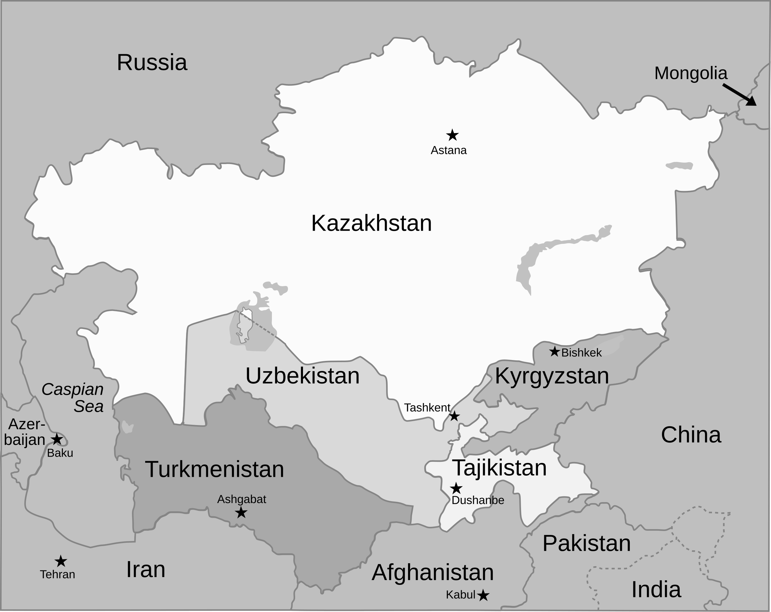 borders of central asia